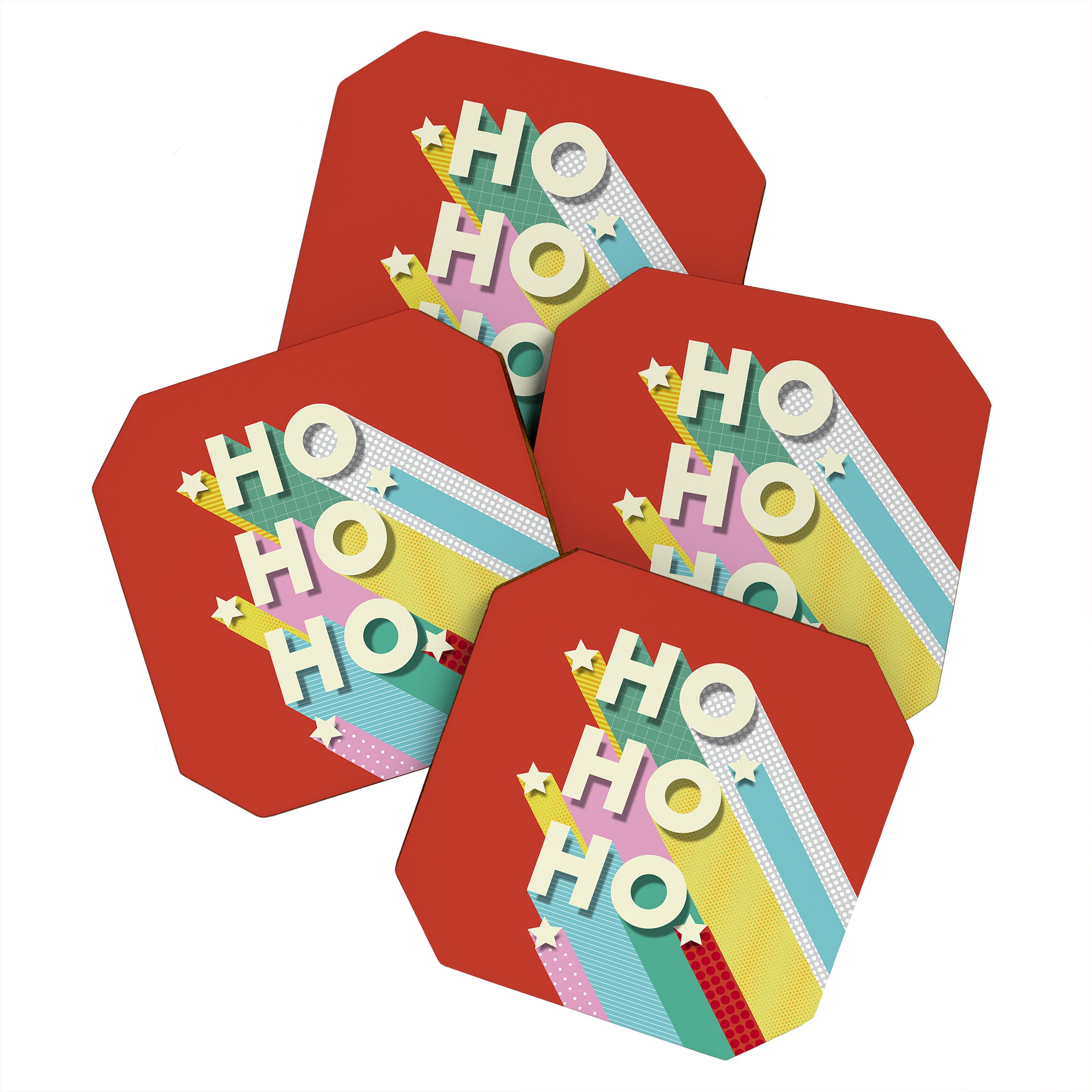 Ho Ho Ho Christmas typography Coaster Gallery Image 1