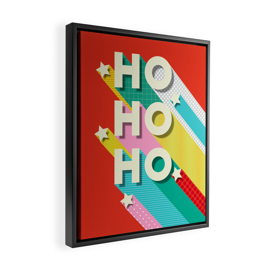 Ho Ho Ho Christmas typography Framed Canvas Print Gallery Image 2