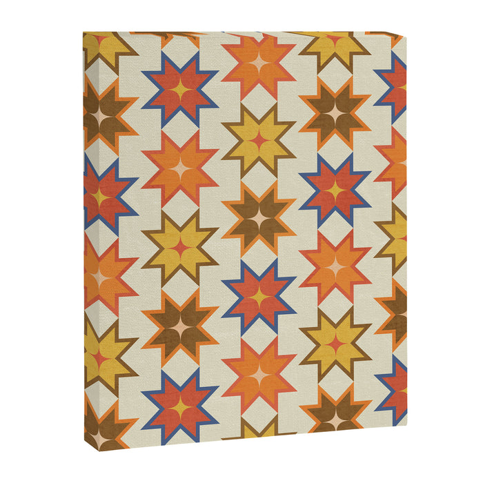 Holiday Mosaic Stars Retro-Inspired Festive Design Canvas Print Gallery Image 1