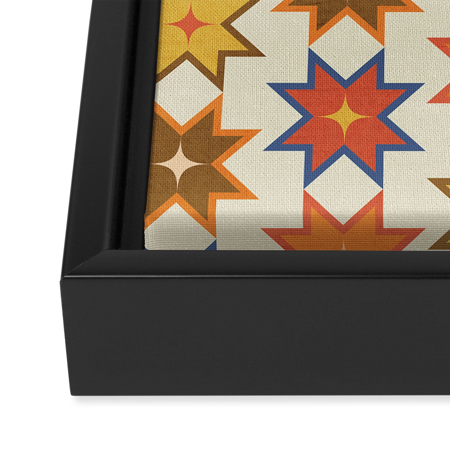 Holiday Mosaic Stars Retro-Inspired Festive Design Framed Canvas Print Gallery Image 3