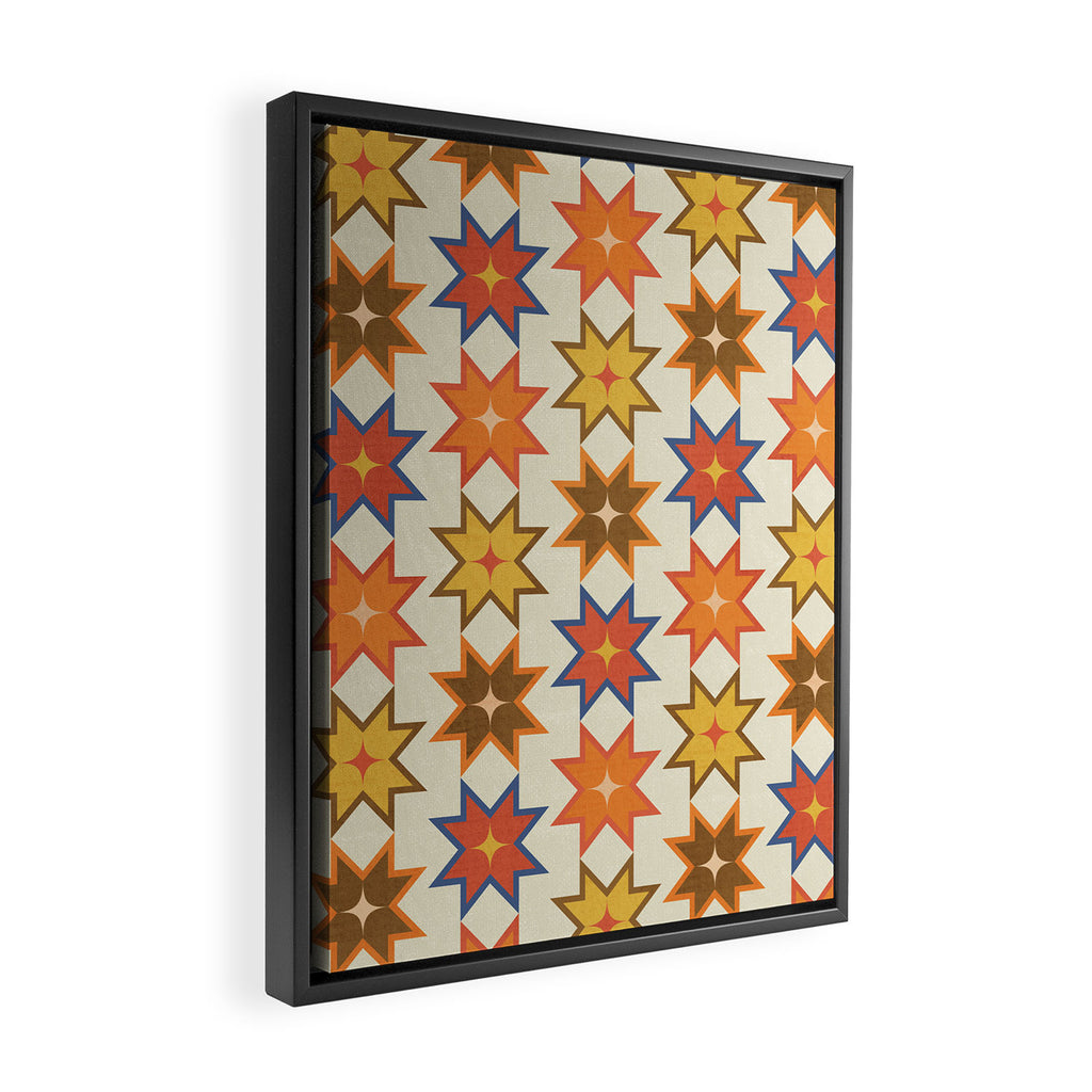 Holiday Mosaic Stars Retro-Inspired Festive Design Framed Canvas Print Gallery Image 2