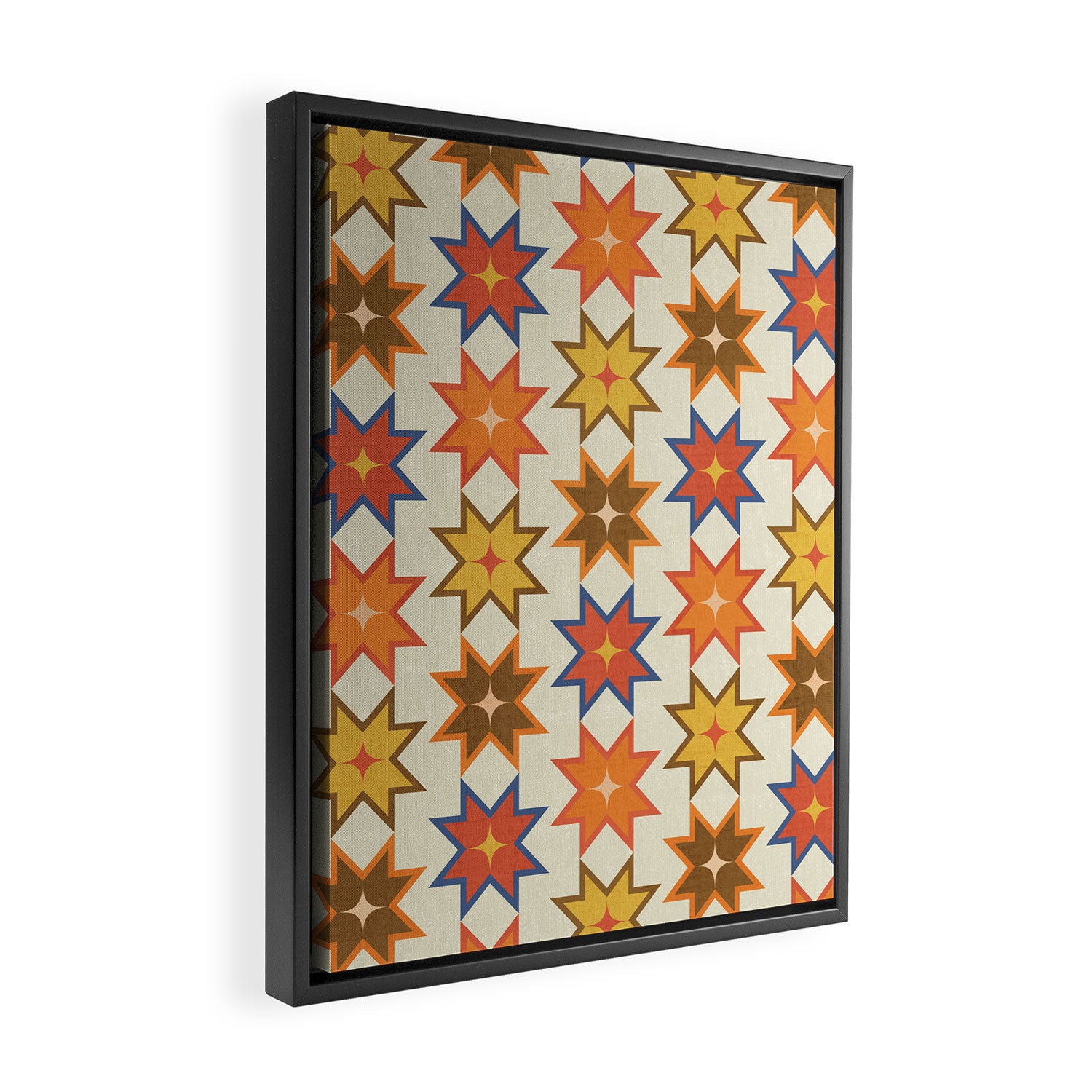 Holiday Mosaic Stars Retro-Inspired Festive Design Framed Canvas Print Gallery Image 2