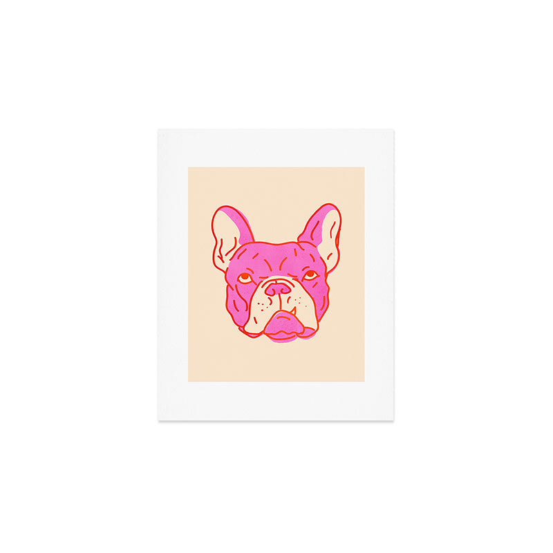 Hot Pink Bulldog Art Print Gallery Image 1