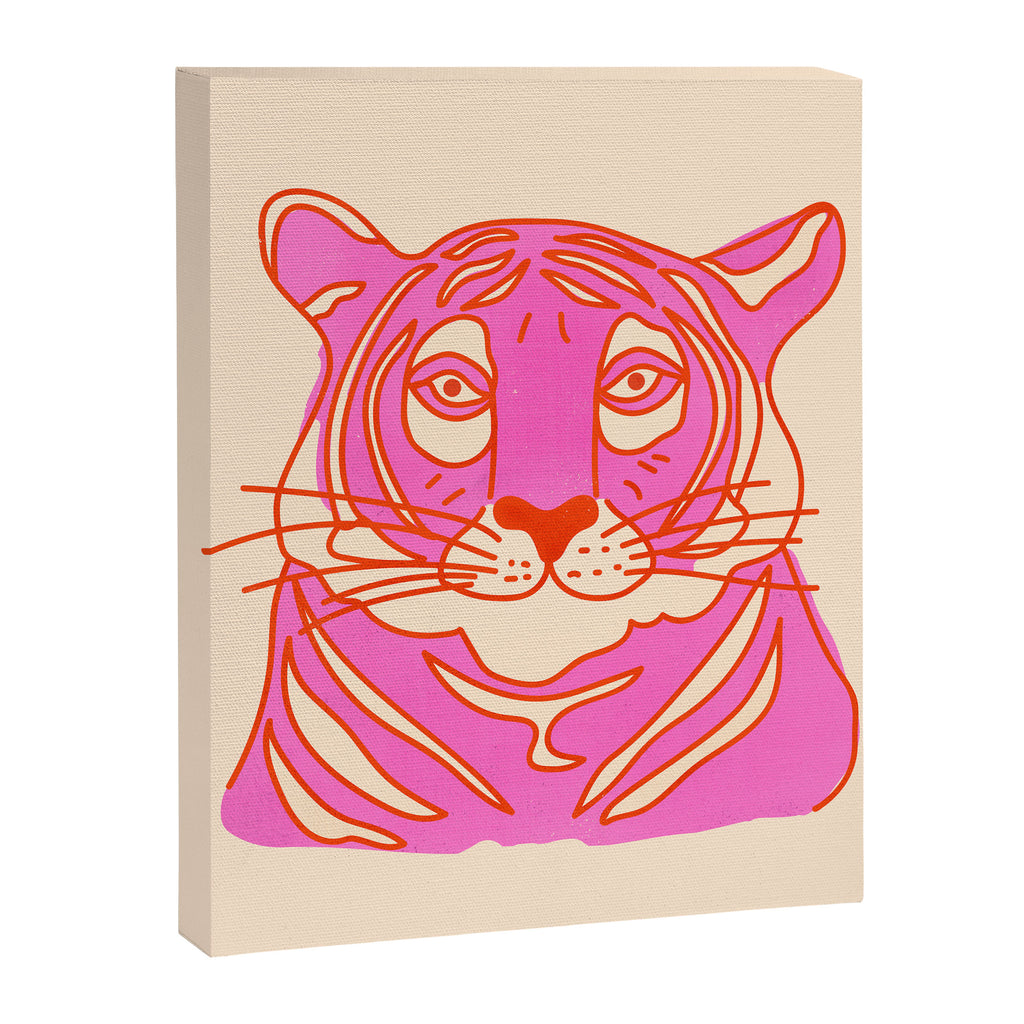 Hot Pink Tiger Portrait Canvas Print Gallery Image 8