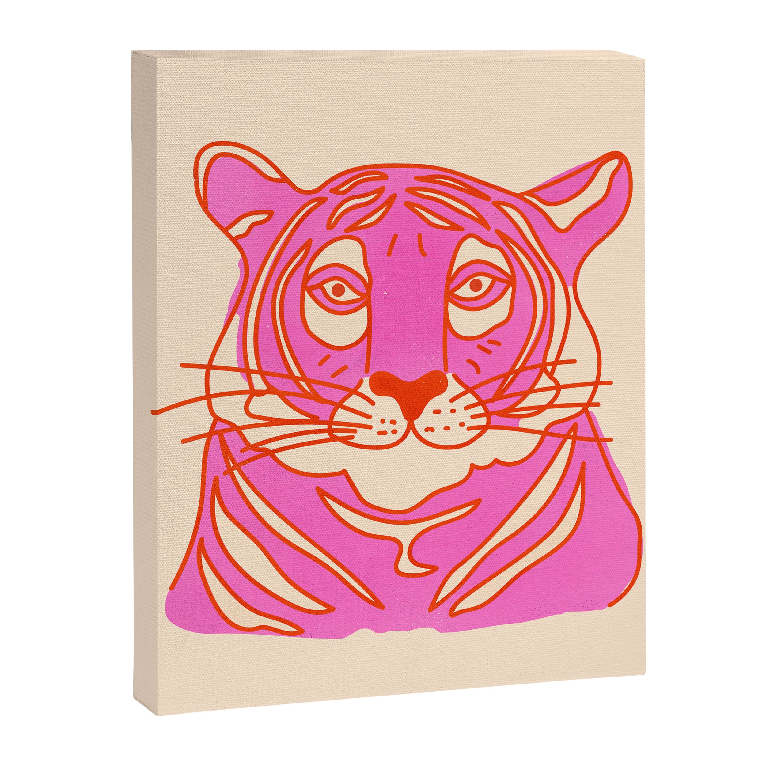 Hot Pink Tiger Portrait Canvas Print Gallery Image 8