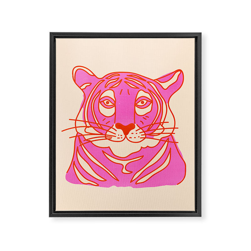 Hot Pink Tiger Portrait Framed Canvas Print Gallery Image 8