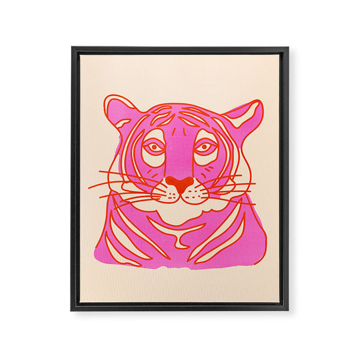 Hot Pink Tiger Portrait Framed Canvas Print Gallery Image 1