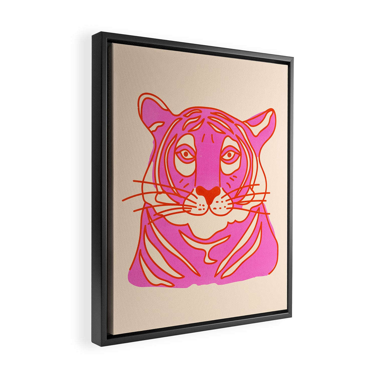 Hot Pink Tiger Portrait Framed Canvas Print Gallery Image 2