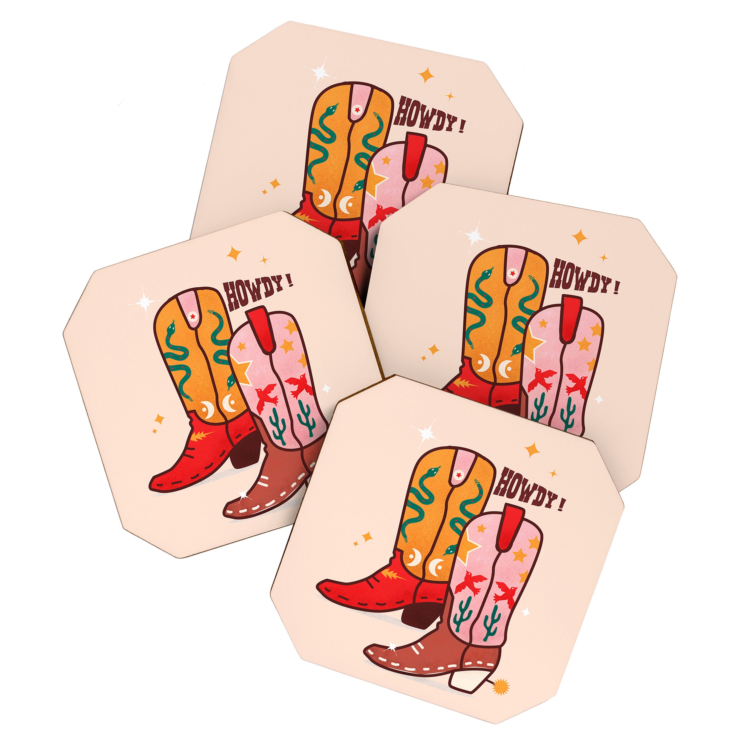 Howdy! Cowboy Boots Coaster Gallery Image 1