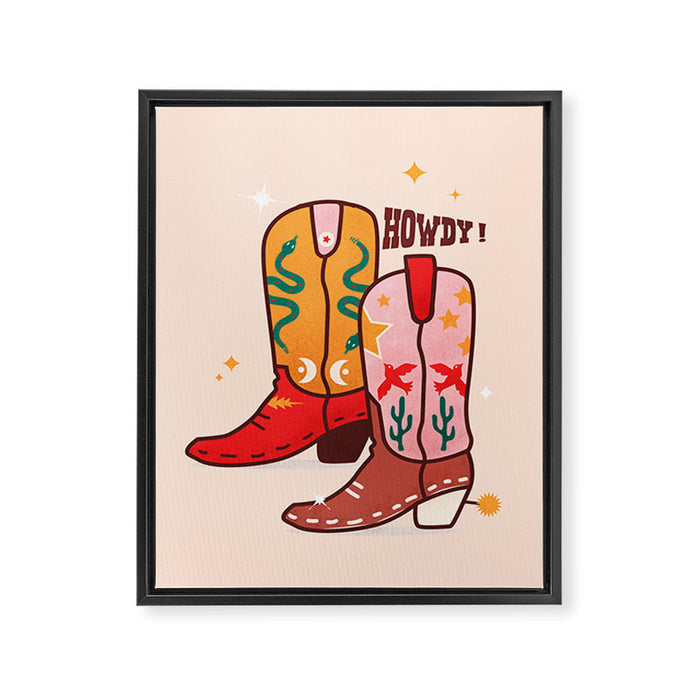 Howdy! Cowboy Boots Framed Canvas Print Gallery Image 1