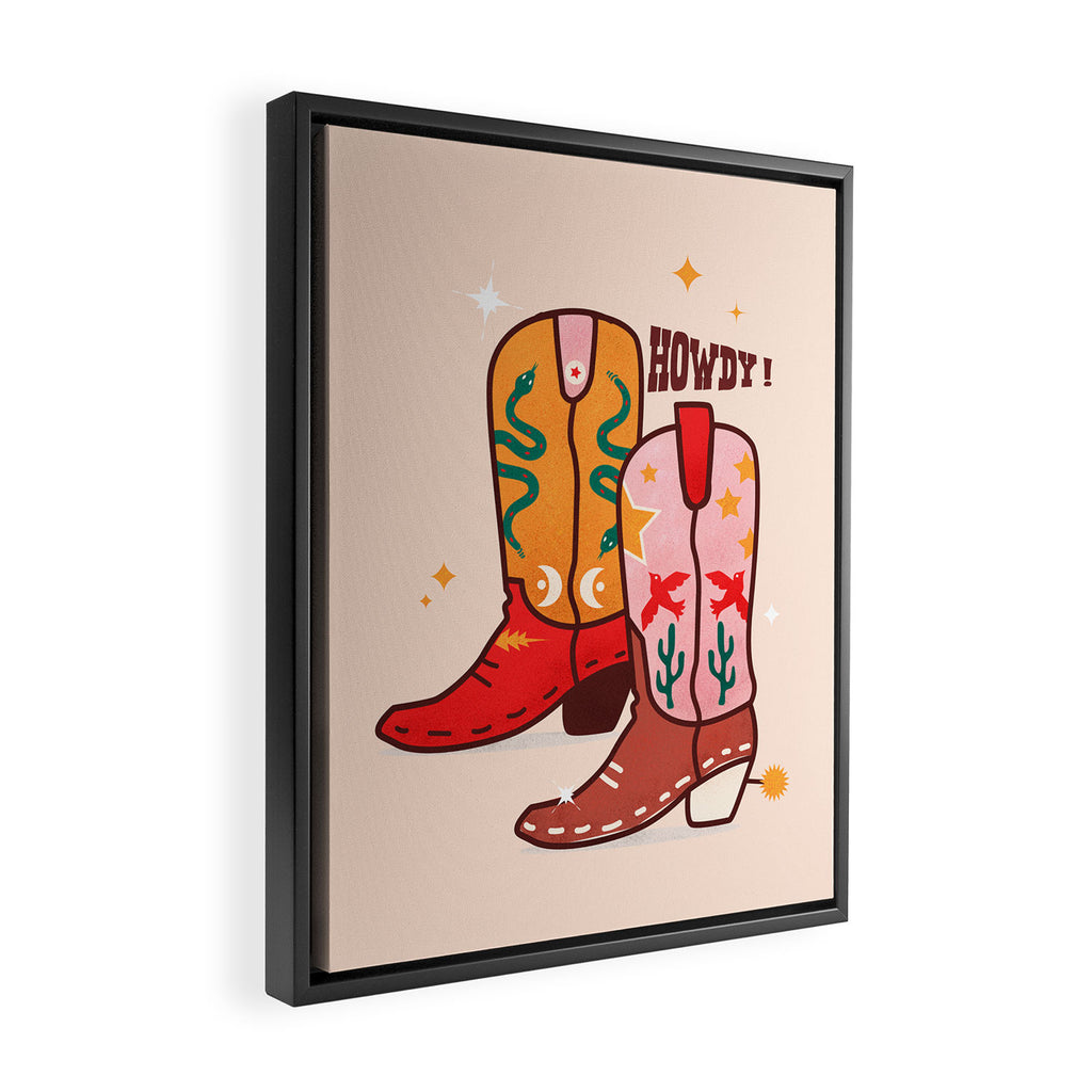 Howdy! Cowboy Boots Framed Canvas Print Gallery Image 2