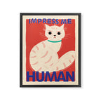 Impress Me Human Vintage Cat, Retro Illustration Framed Canvas Print Gallery Image 8