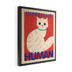 Impress Me Human Vintage Cat, Retro Illustration Framed Canvas Print Gallery Image 2