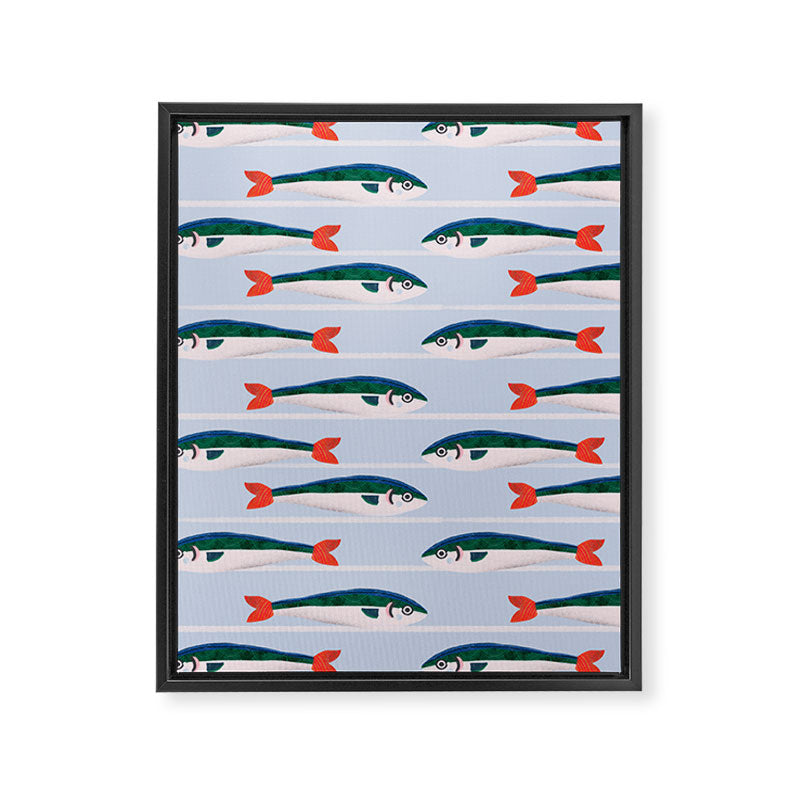 Large Sardines Pattern Framed Canvas Print Gallery Image 8