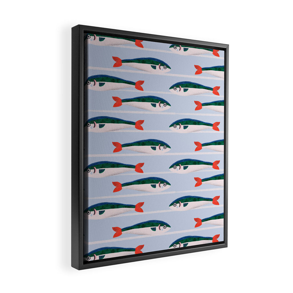 Large Sardines Pattern Framed Canvas Print Gallery Image 2