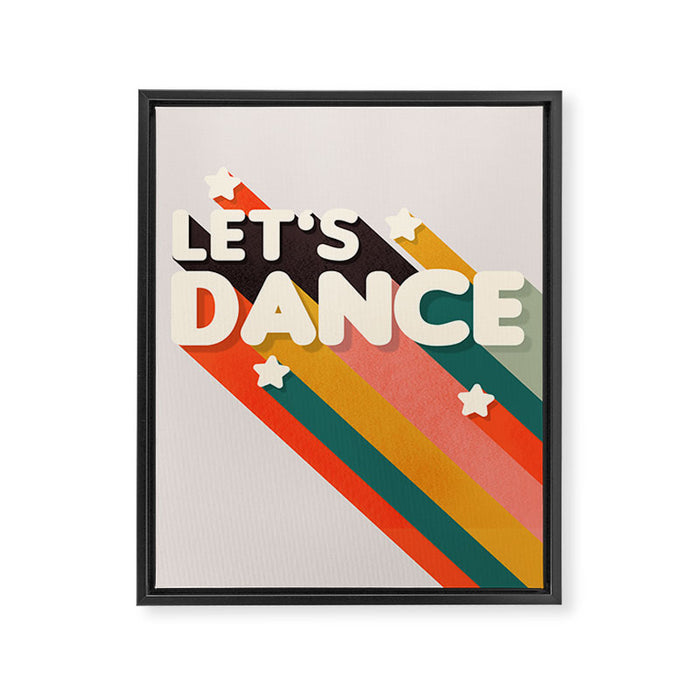Let's Dance - retro rainbow typography Framed Canvas Print Gallery Image 1