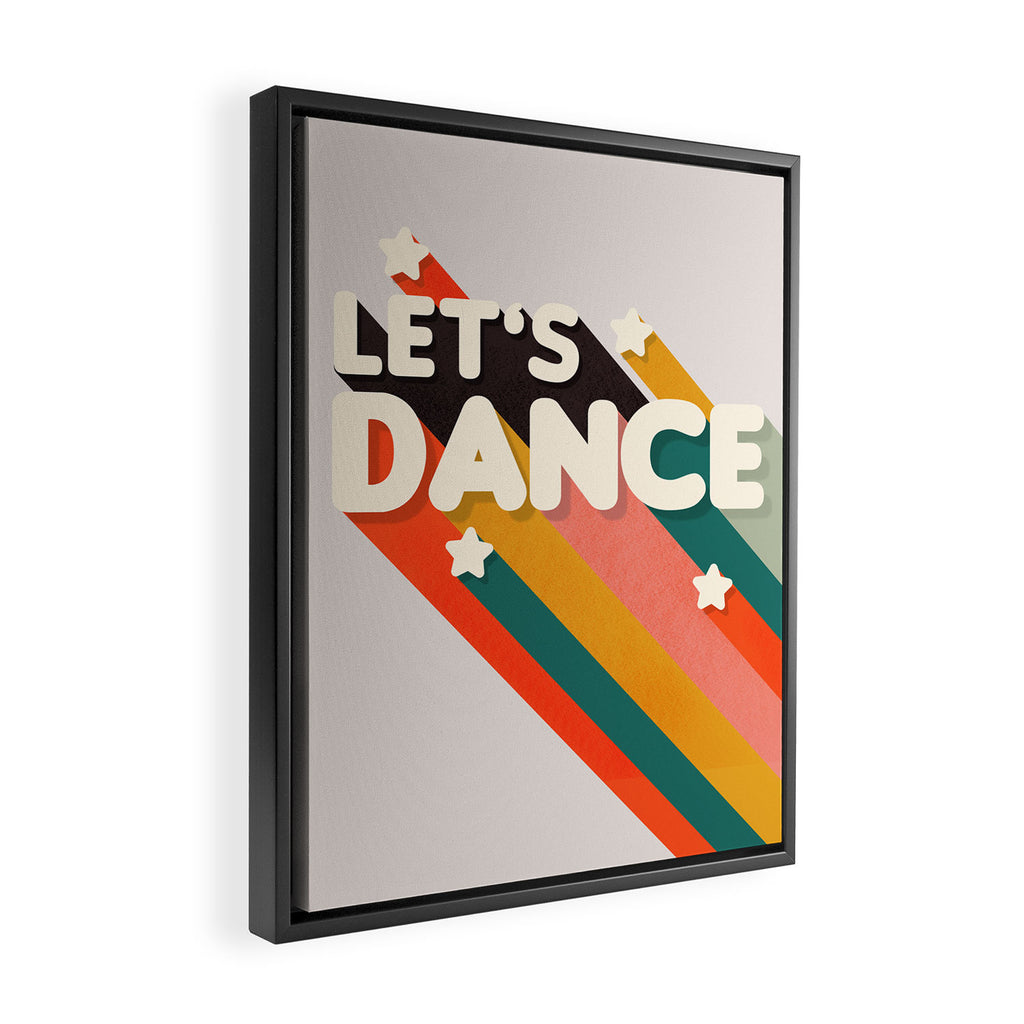 Let's Dance - retro rainbow typography Framed Canvas Print Gallery Image 2