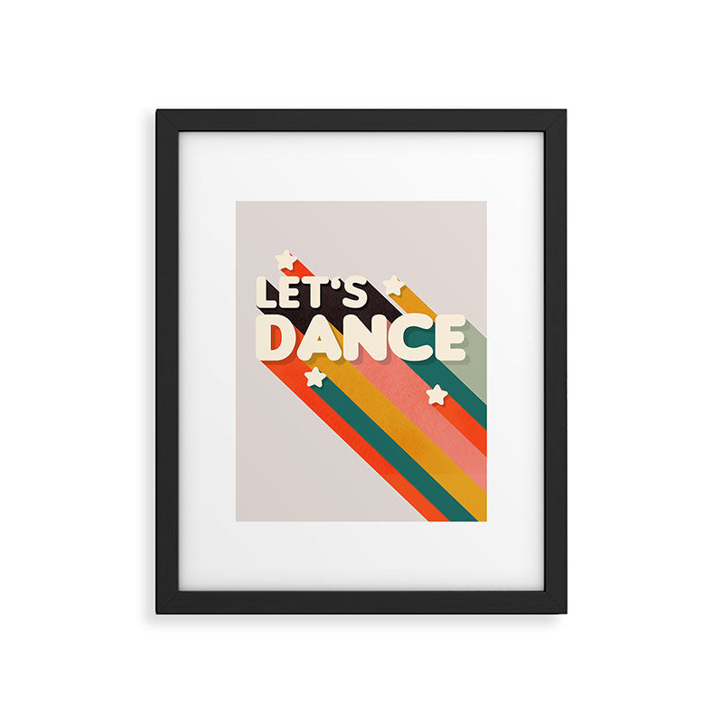 Let's Dance - retro rainbow typography Framed Art Print Gallery Image 6