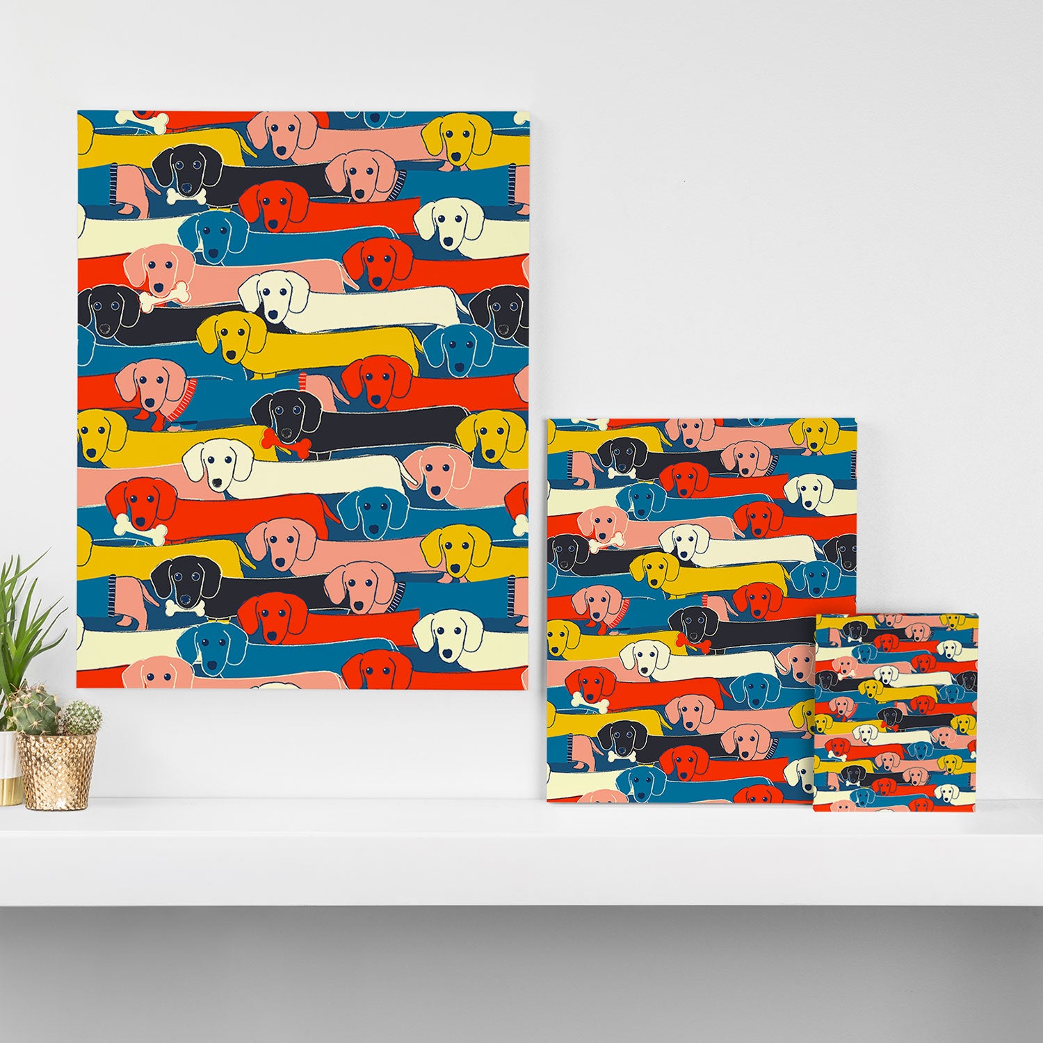 COLORED DOGS PATTERN 2 Canvas Print Gallery Image 3