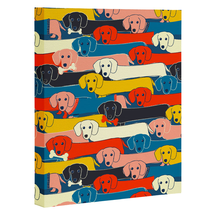 COLORED DOGS PATTERN 2 Canvas Print Gallery Image 1