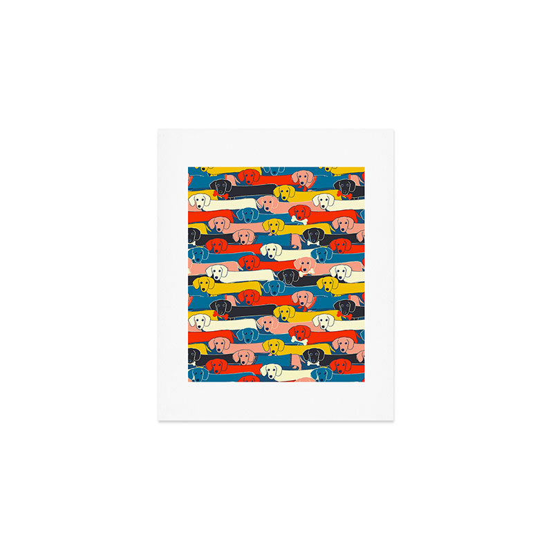COLORED DOGS PATTERN 2 Art Print Gallery Image 1