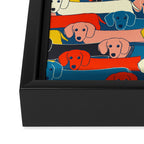 COLORED DOGS PATTERN 2 Framed Canvas Print Gallery Image 3