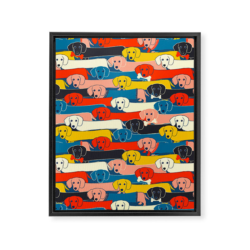 COLORED DOGS PATTERN 2 Framed Canvas Print Gallery Image 8