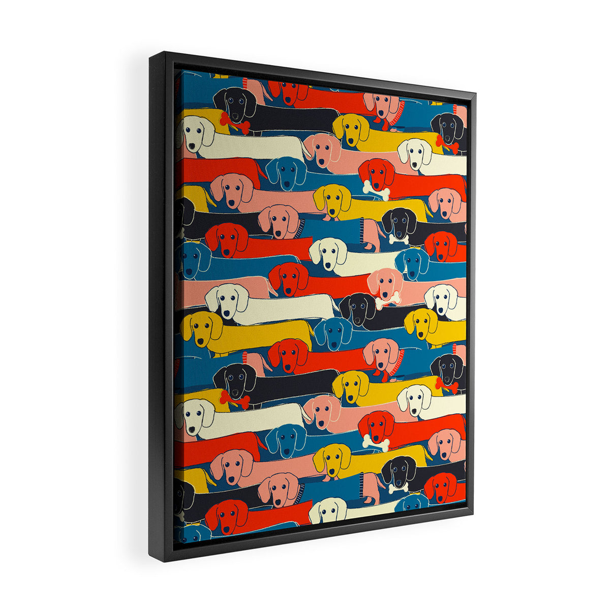 COLORED DOGS PATTERN 2 Framed Canvas Print Gallery Image 2