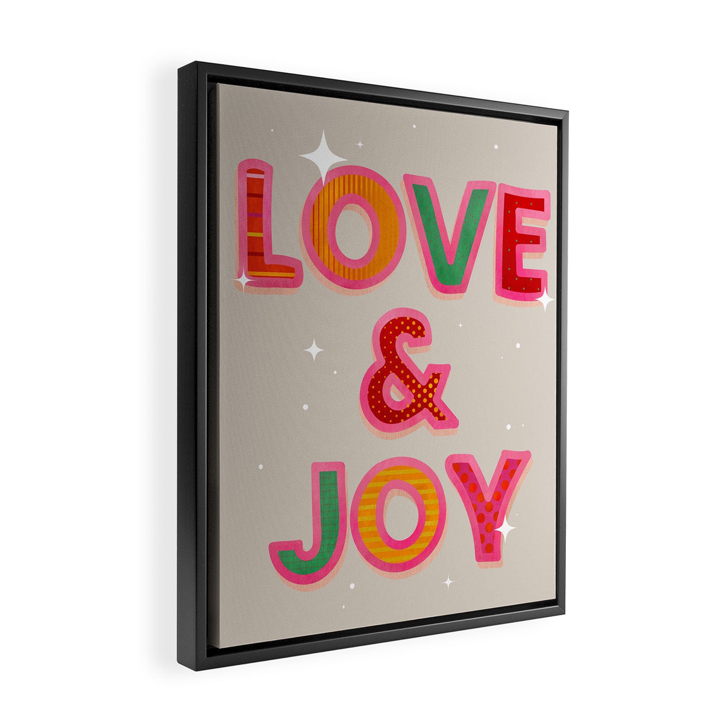 LOVE & JOY Festive Letters Framed Canvas Print Gallery Image 2