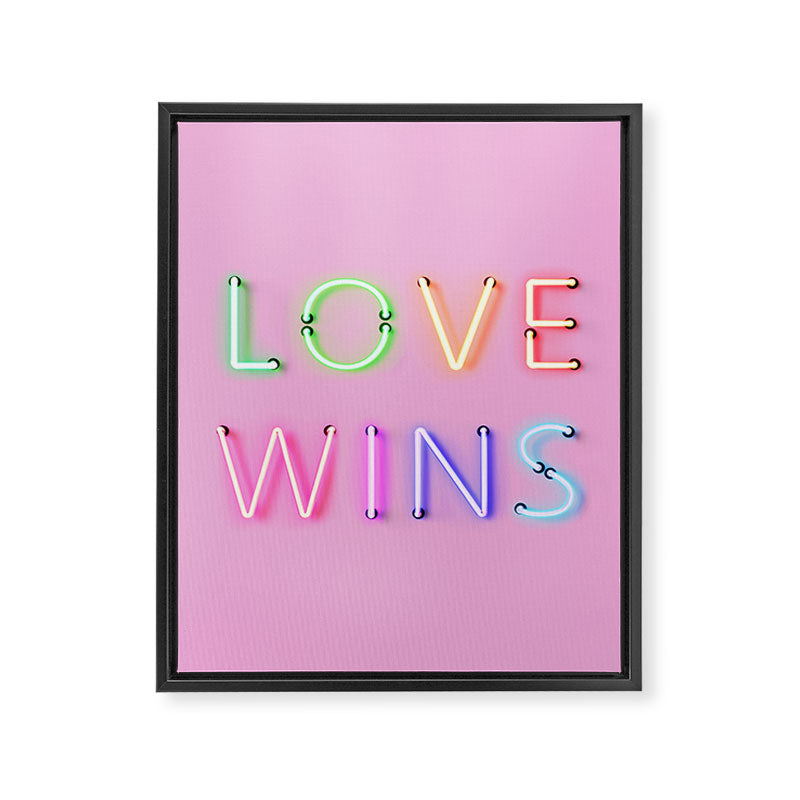 LOVE WINS - Rainbow Neon Framed Canvas Print Gallery Image 8