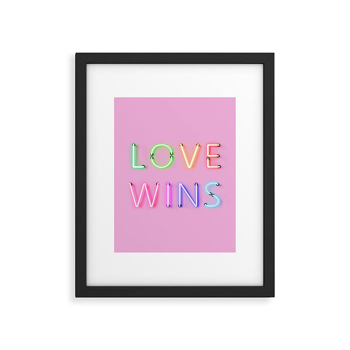 LOVE WINS - Rainbow Neon Framed Art Print Gallery Image 1