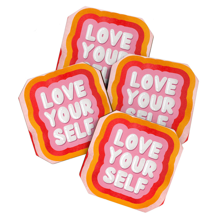 Love Yourself retro type Coaster Gallery Image 1