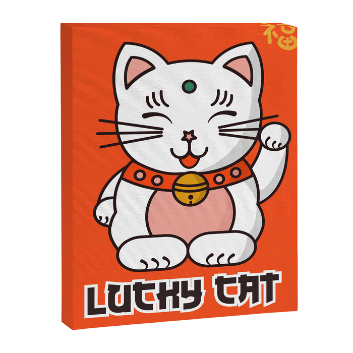 Lucky Cat Illustration Canvas Print Gallery Image 1