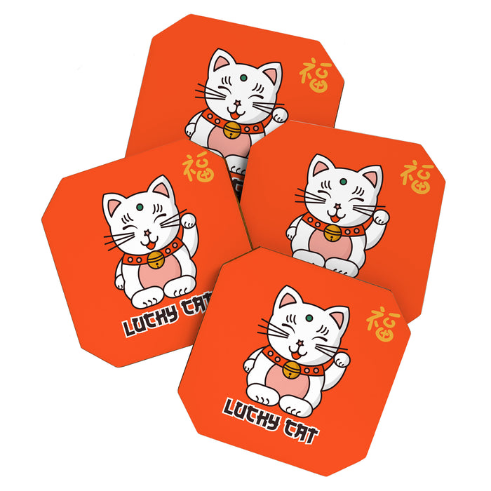 Lucky Cat Illustration Coaster Gallery Image 1