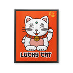Lucky Cat Illustration Framed Canvas Print Gallery Image 8