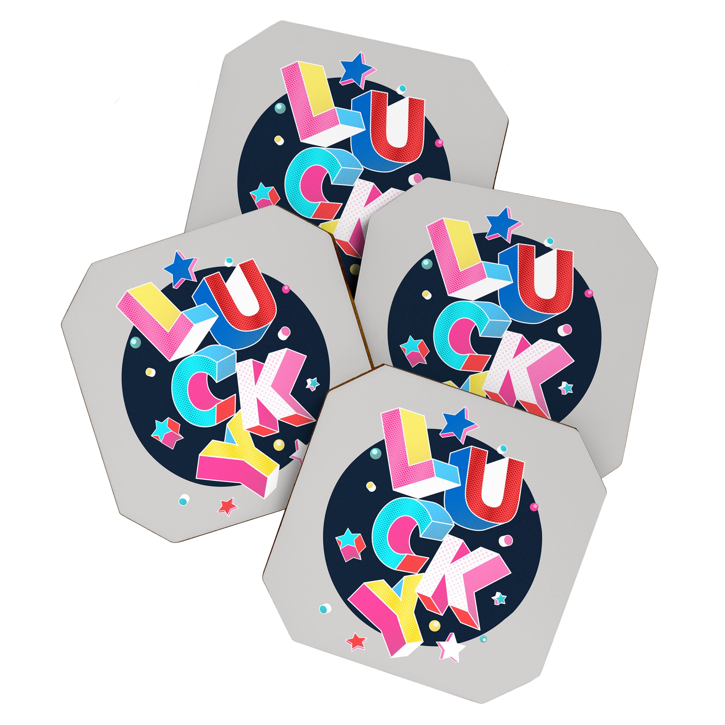 LUCKY Typography Coaster Gallery Image 1