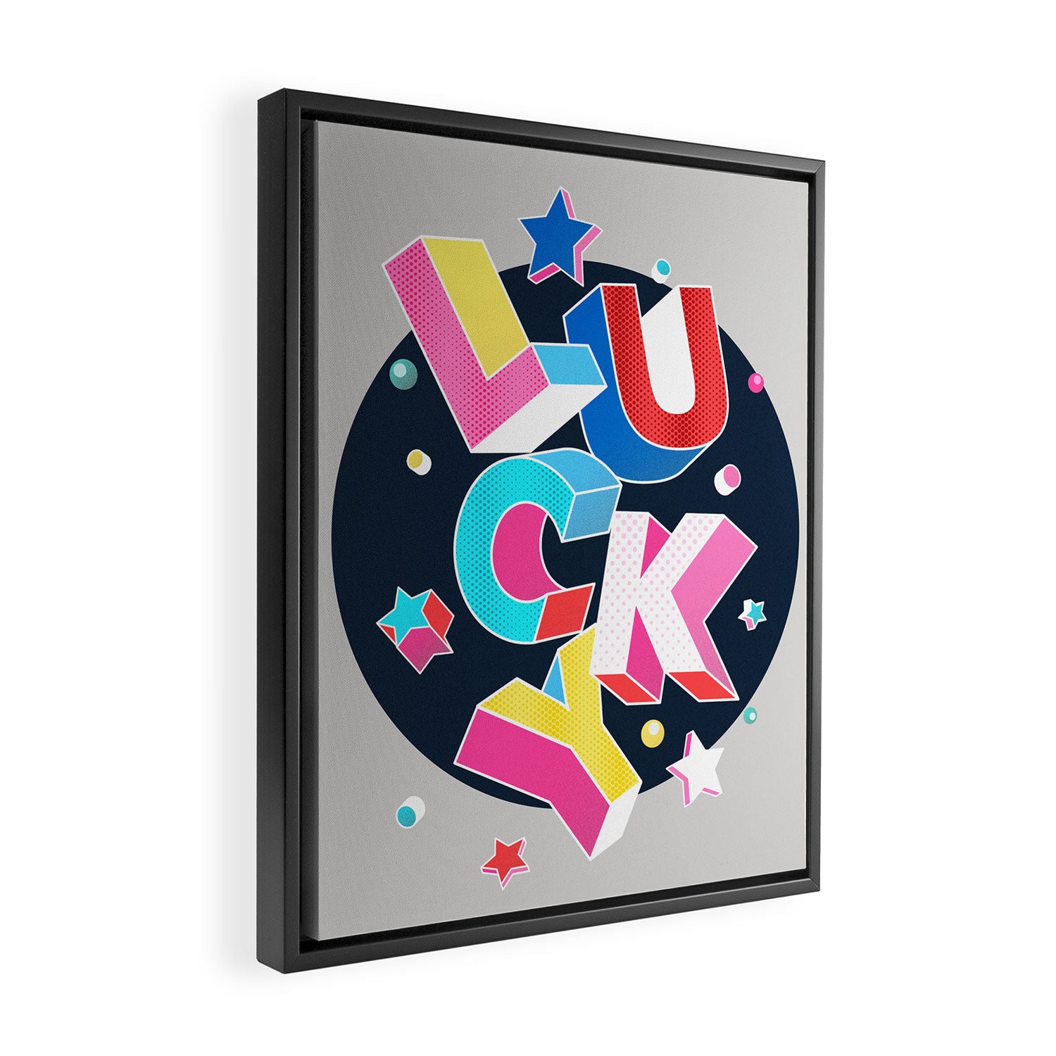 LUCKY Typography Framed Canvas Print Gallery Image 2