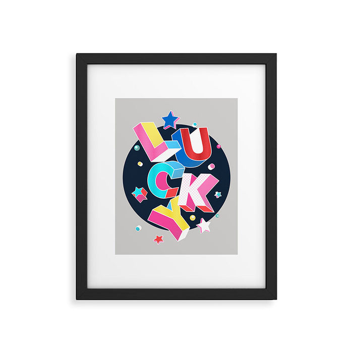 LUCKY Typography Framed Art Print Gallery Image 1