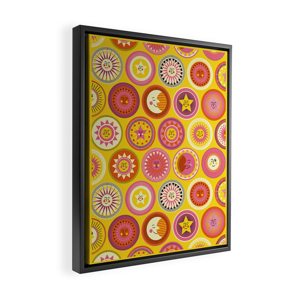 Many faces of Sun, Moon and Stars Framed Canvas Print Gallery Image 2