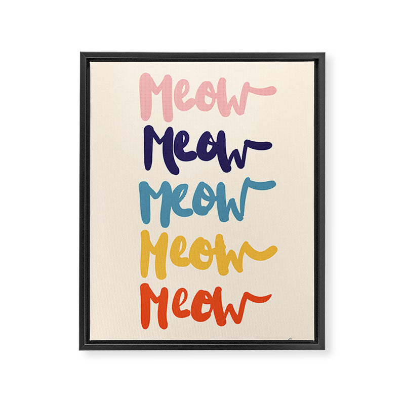 Meow Meow says the cat - typography Framed Canvas Print Gallery Image 8