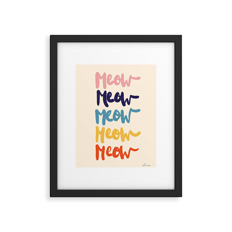 Meow Meow says the cat - typography Framed Art Print Gallery Image 6