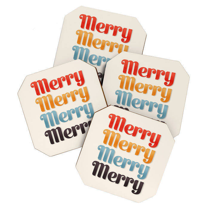 Merry typography Coaster Gallery Image 1