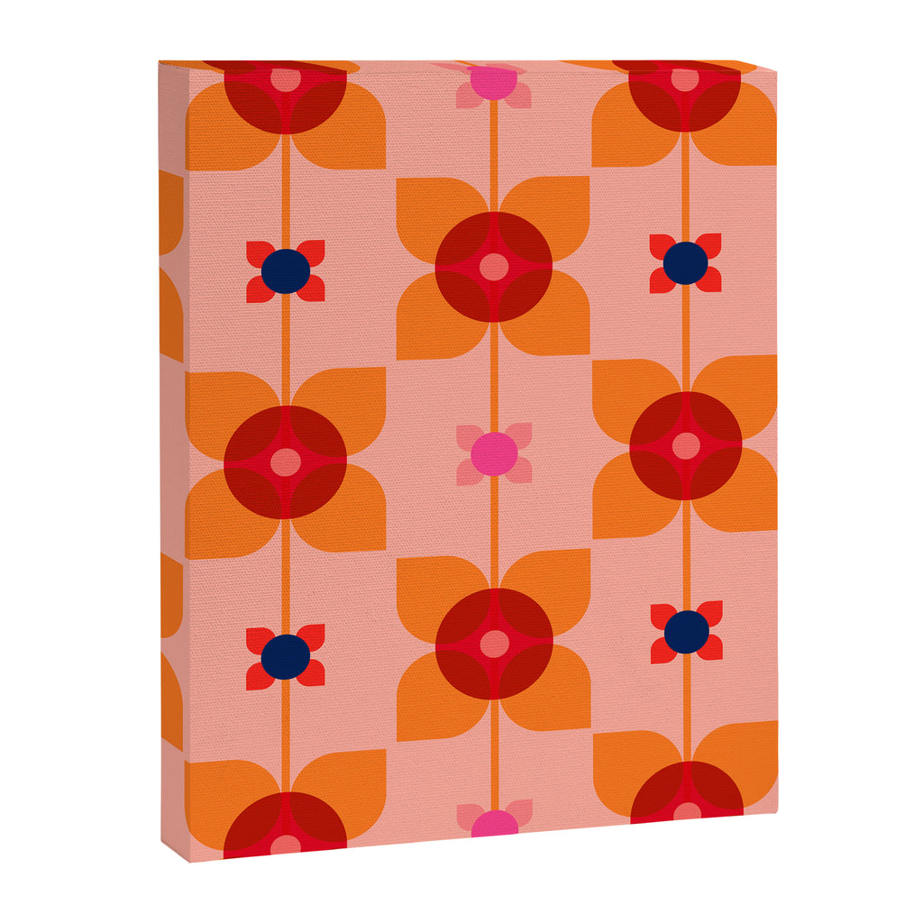 Mid Century Retro Floral Geometric Pattern Canvas Print Gallery Image 8
