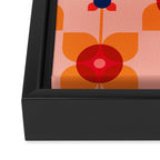 Mid Century Retro Floral Geometric Pattern Framed Canvas Print Gallery Image 3