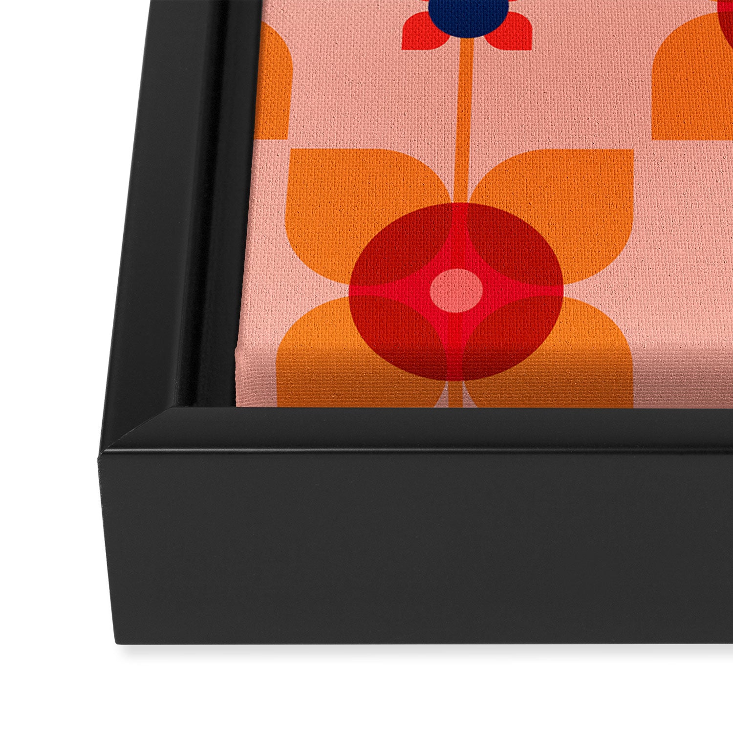 Mid Century Retro Floral Geometric Pattern Framed Canvas Print Gallery Image 3