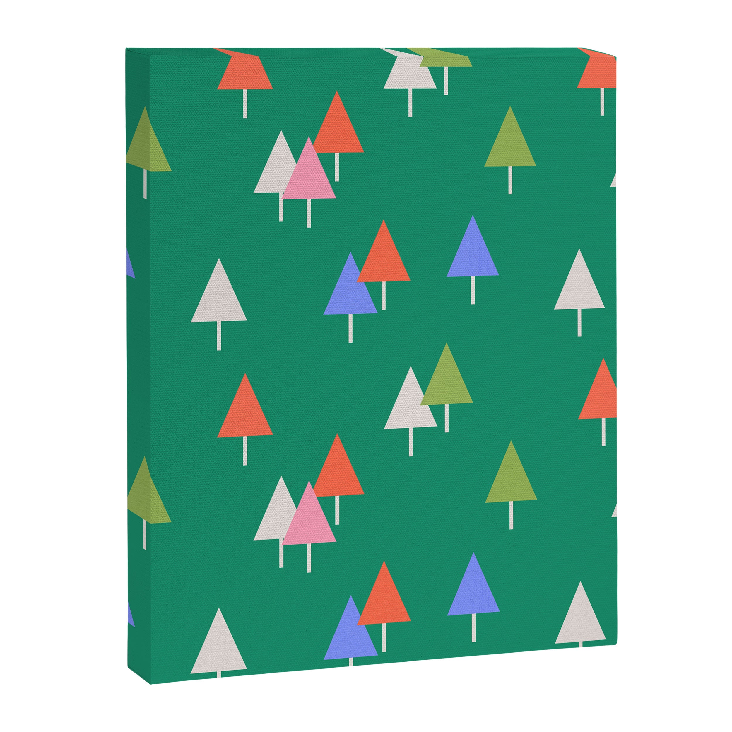 Minimalist Festive Trees on Green - Modern Holiday Pattern Canvas Print Gallery Image 8