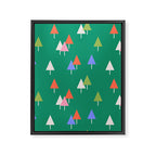 Minimalist Festive Trees on Green - Modern Holiday Pattern Framed Canvas Print Gallery Image 8
