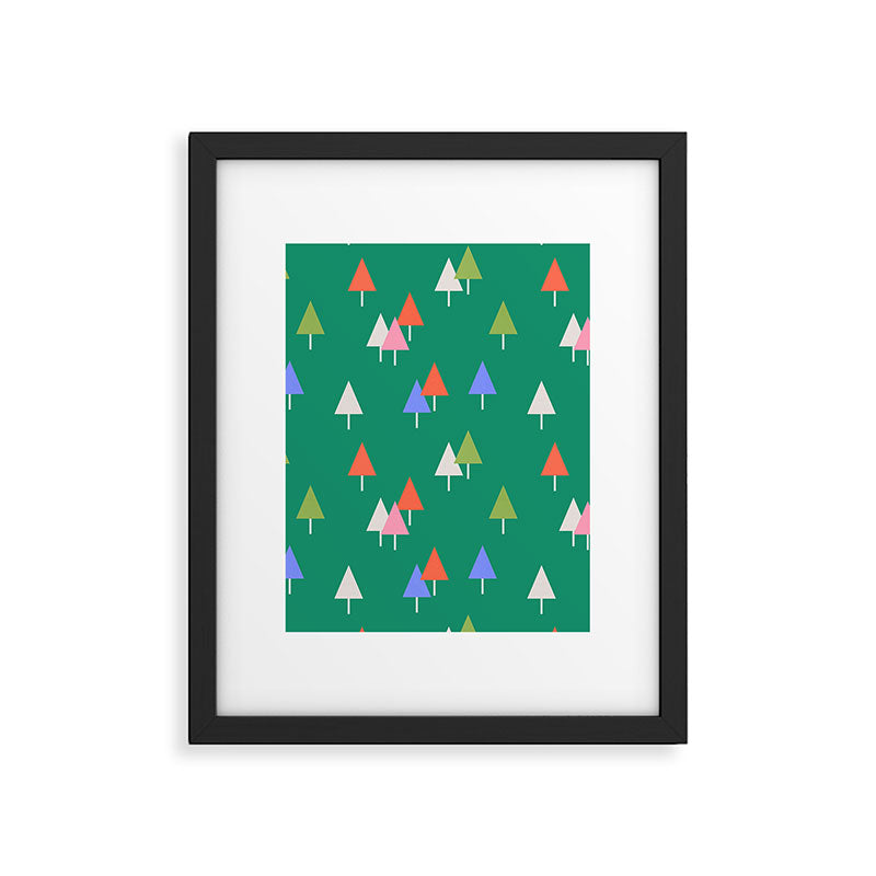 Minimalist Festive Trees on Green - Modern Holiday Pattern Framed Art Print Gallery Image 6