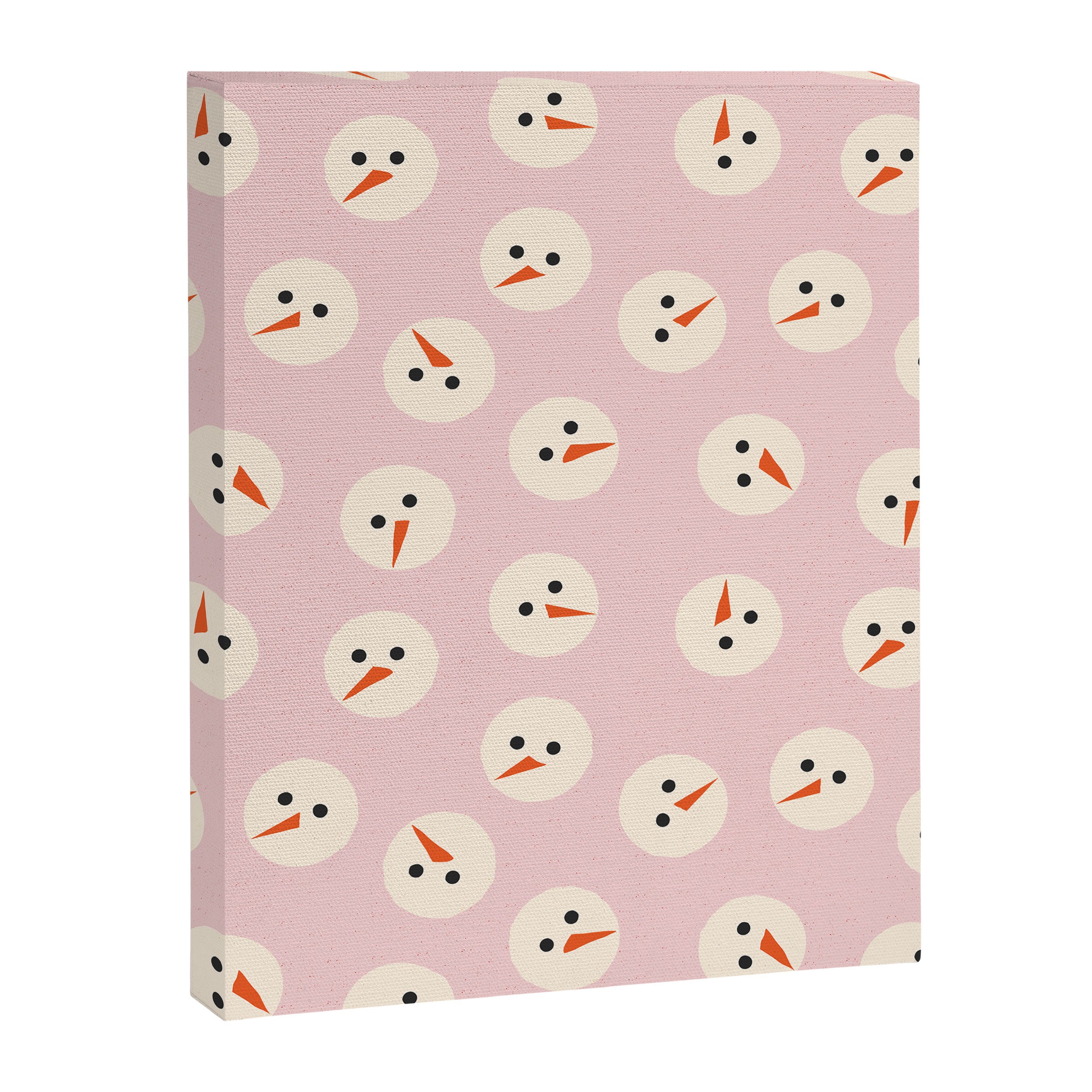 Minimalistic Festive Snowmen On Pink Canvas Print Gallery Image 8