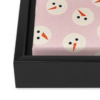 Minimalistic Festive Snowmen On Pink Framed Canvas Print Gallery Image 3